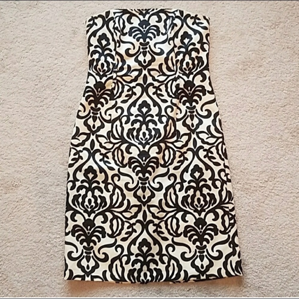 SOLD Milly black and white strapless dress